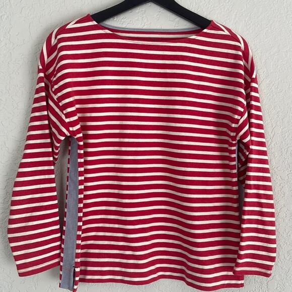 Vineyard Vines Red Stripe Chambray Boatneck Shirt Preppy Nautical Coastal - Picture 1 of 5